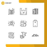 9 Thematic Vector Outlines and Editable Symbols of web view supermarket eye notepad Editable Vector Design Elements