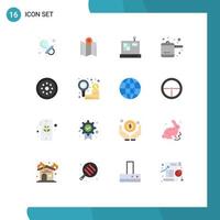 Flat Color Pack of 16 Universal Symbols of safety locked pointer lock kitchen Editable Pack of Creative Vector Design Elements