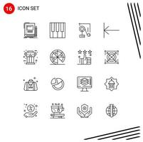 Outline Pack of 16 Universal Symbols of ancient greek expariment start arrow Editable Vector Design Elements