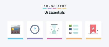 Ui Essentials Flat 5 Icon Pack Including list. design. navigation. wait. timer. Creative Icons Design vector