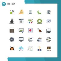 Mobile Interface Flat Color Set of 25 Pictograms of document star mobile night shopping Editable Vector Design Elements