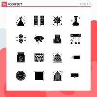 Modern Set of 16 Solid Glyphs and symbols such as sign flask wardrobe chemical tool Editable Vector Design Elements