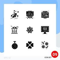 Set of 9 Modern UI Icons Symbols Signs for gdpr financial elearning bank learning Editable Vector Design Elements