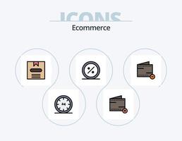 línea de comercio electrónico lleno de icono paquete 5 diseño de icono. comercio. compras. comercio. en línea. comercio electrónico vector