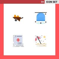 Modern Set of 4 Flat Icons and symbols such as wheelbarrow glasses garden activities ad Editable Vector Design Elements