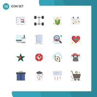 Mobile Interface Flat Color Set of 16 Pictograms of cell computer cob sun calender Editable Pack of Creative Vector Design Elements