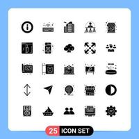 25 Universal Solid Glyphs Set for Web and Mobile Applications shop cafe real mentor course Editable Vector Design Elements