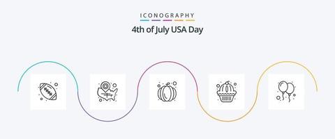 Usa Line 5 Icon Pack Including celebrate. cake. location pin. states. american vector