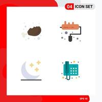 Mobile Interface Flat Icon Set of 4 Pictograms of chicken stars fresh roller contact Editable Vector Design Elements
