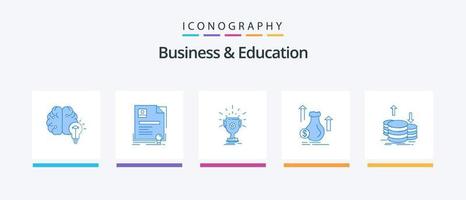 Business And Education Blue 5 Icon Pack Including dollar. money. agreement. cup. prize. Creative Icons Design vector