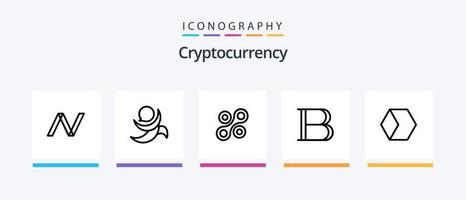 Cryptocurrency Line 5 Icon Pack Including crypto. game credits. radium. crypto currency. coin. Creative Icons Design vector