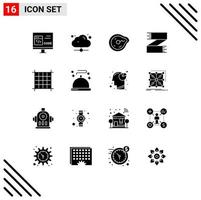 Pack of 16 Modern Solid Glyphs Signs and Symbols for Web Print Media such as footwear clothes online accessories paradox Editable Vector Design Elements