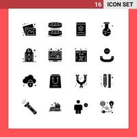 16 Creative Icons Modern Signs and Symbols of science compound book chemistry learning Editable Vector Design Elements