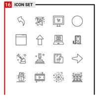 Set of 16 Vector Outlines on Grid for arrow app symbol round tv Editable Vector Design Elements