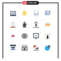 16 Flat Color concept for Websites Mobile and Apps science laboratory bathroom schedule calendar Editable Pack of Creative Vector Design Elements