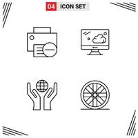 4 User Interface Line Pack of modern Signs and Symbols of computers hands hardware monitor sports Editable Vector Design Elements