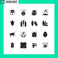 Pictogram Set of 16 Simple Solid Glyphs of farm success browser outstanding achievement Editable Vector Design Elements