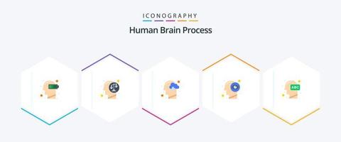 Human Brain Process 25 Flat icon pack including vision. human. human. energy. human vector