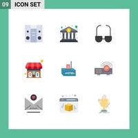 Group of 9 Modern Flat Colors Set for money election read corruption wc Editable Vector Design Elements