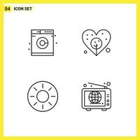 4 User Interface Line Pack of modern Signs and Symbols of laundry kiwi earth fruit web Editable Vector Design Elements