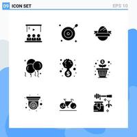 9 Universal Solid Glyphs Set for Web and Mobile Applications development fathers day easter egg father balloon Editable Vector Design Elements