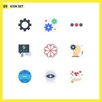 Modern Set of 9 Flat Colors and symbols such as brain snowflake chating nature mail Editable Vector Design Elements