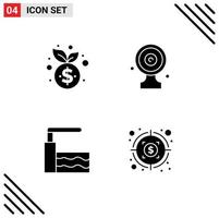 Universal Icon Symbols Group of 4 Modern Solid Glyphs of business pool finance media target water Editable Vector Design Elements