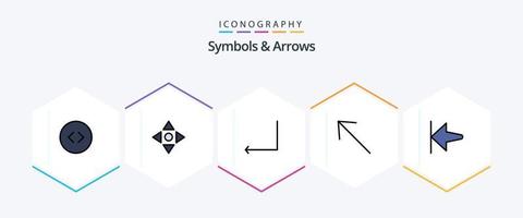 Symbols and Arrows 25 FilledLine icon pack including . . enter. start. arrow vector