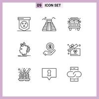 9 Universal Outline Signs Symbols of shopping process bus idea imaginative Editable Vector Design Elements