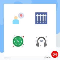 4 Thematic Vector Flat Icons and Editable Symbols of man wall watch barcode clock helpdesk Editable Vector Design Elements