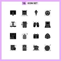 16 Thematic Vector Solid Glyphs and Editable Symbols of tools construction resize jewelry carnival Editable Vector Design Elements