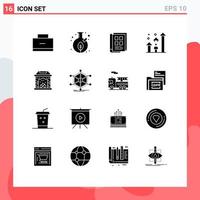 User Interface Pack of 16 Basic Solid Glyphs of progress success jar man notebook Editable Vector Design Elements