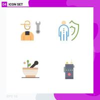 Universal Icon Symbols Group of 4 Modern Flat Icons of avatar protection repair job medicine Editable Vector Design Elements