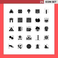 Pictogram Set of 25 Simple Solid Glyphs of alert laptop bright essentials lightbulb Editable Vector Design Elements