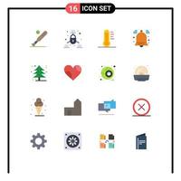 Pictogram Set of 16 Simple Flat Colors of signal bell security alert environment Editable Pack of Creative Vector Design Elements