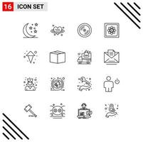 Set of 16 Modern UI Icons Symbols Signs for arrows future dvd data computer Editable Vector Design Elements