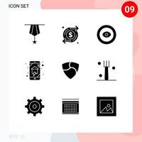 Pack of 9 creative Solid Glyphs of smart house home networking money home automation wreath Editable Vector Design Elements