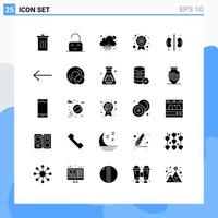 Pictogram Set of 25 Simple Solid Glyphs of health school unlock recognition award Editable Vector Design Elements