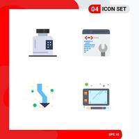 Pack of 4 Modern Flat Icons Signs and Symbols for Web Print Media such as bottle arrows form web page direction Editable Vector Design Elements