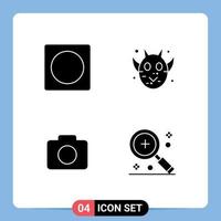 4 User Interface Solid Glyph Pack of modern Signs and Symbols of creative camera overlay frankenstein add Editable Vector Design Elements