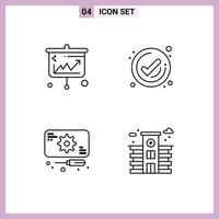 4 Universal Filledline Flat Colors Set for Web and Mobile Applications projector development business management repairs Editable Vector Design Elements