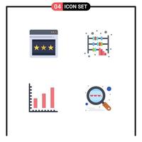 4 iconos creativos signos y símbolos modernos de estadísticas seo motor de oficina ábaco elementos de diseño vectorial editables vector