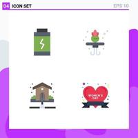 4 Thematic Vector Flat Icons and Editable Symbols of battery plumbing home house badge Editable Vector Design Elements