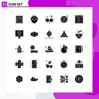Editable Vector Line Pack of 25 Simple Solid Glyphs of internet browser glasses application public Editable Vector Design Elements