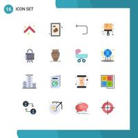 16 User Interface Flat Color Pack of modern Signs and Symbols of lock security loop color paint Editable Pack of Creative Vector Design Elements