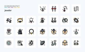 25 Jewellery Line Filled Style icon pack vector