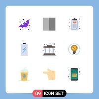 9 Universal Flat Colors Set for Web and Mobile Applications learning museum creative electricity charging Editable Vector Design Elements