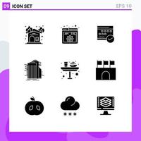 Modern Set of 9 Solid Glyphs and symbols such as smart city building schedule planning event Editable Vector Design Elements