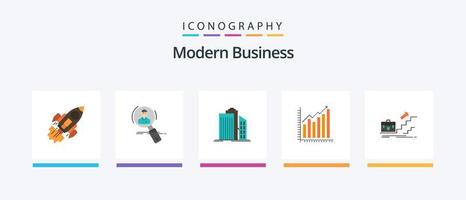 Modern Business Flat 5 Icon Pack Including office. buildings. hr. architecture. resume. Creative Icons Design vector