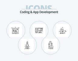 Coding And App Development Line Icon Pack 5 Icon Design. app. service. doc. maintenance. app vector